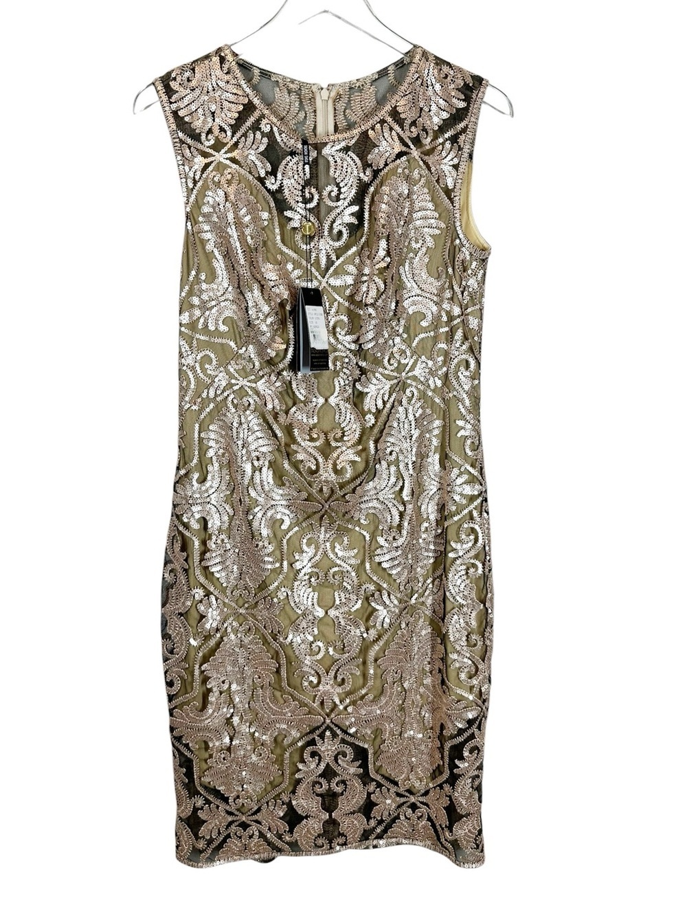 TADOSHI SHOJI Women's 10 Gold Sequins Sleeveless Mini Dress